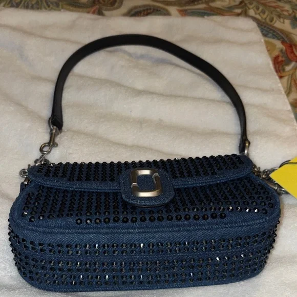 Marc Jacobs The Clover Crystal Embellished Denim Shoulder Bag NWT - Picture 1 of 9